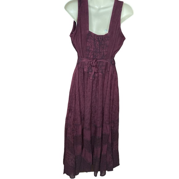 Boho Vintage Gothic Unique Rare Item Embroidered Maxi Dress Size S/M - Picture 9 of 12